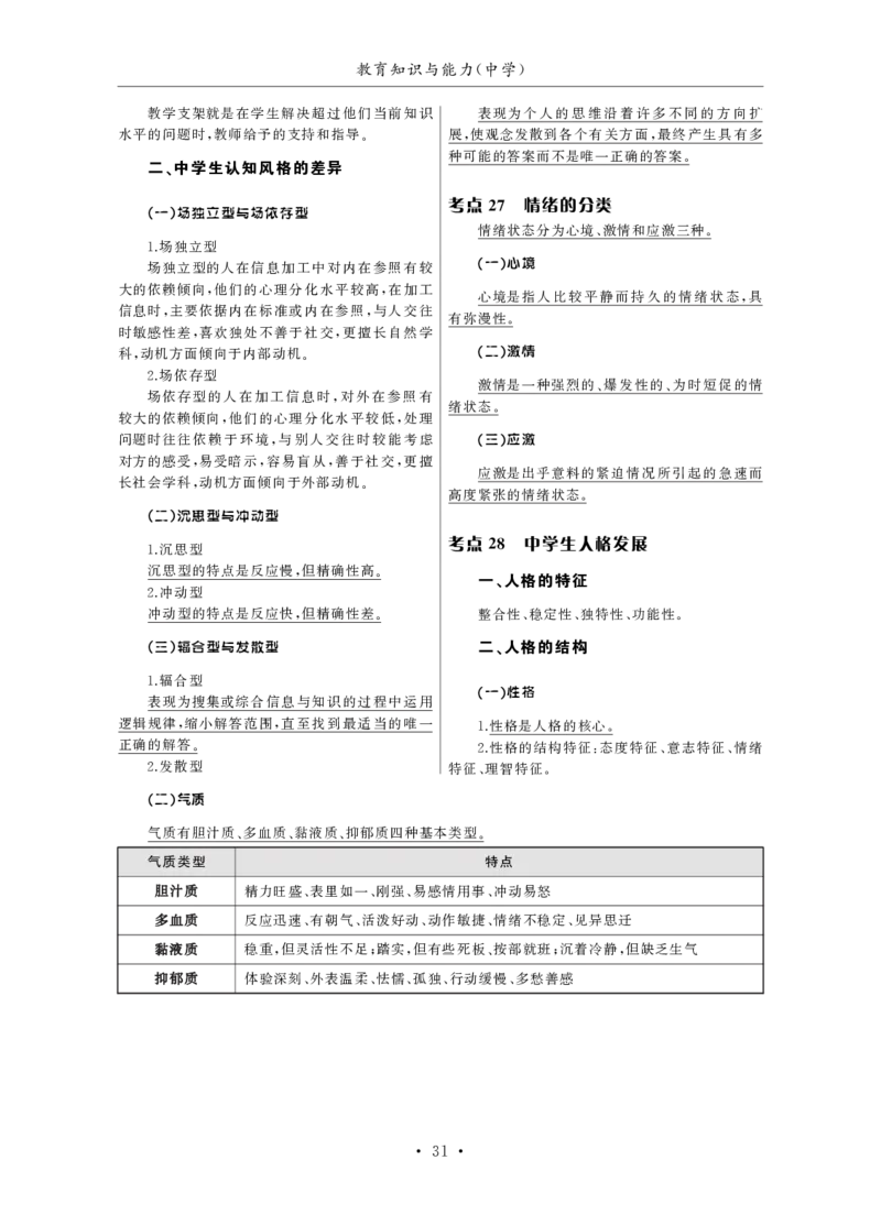 中学（科一+科二）_教资_初高中2026教资_25下教师资格证_3.核心考点精编