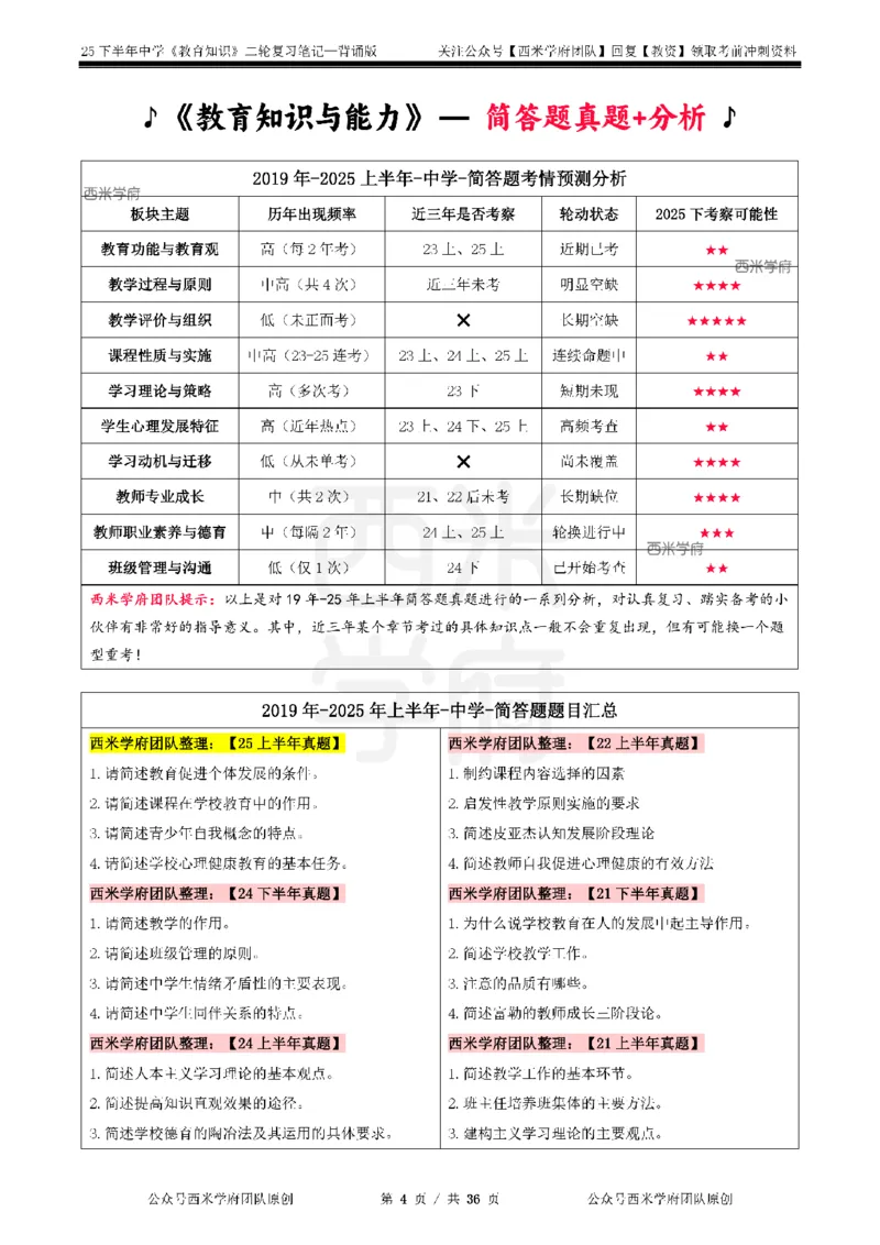 25下中学-教育知识二轮笔记_教资_26上西米学府一轮重点笔记（中学科一）_25下版重点笔记+习题