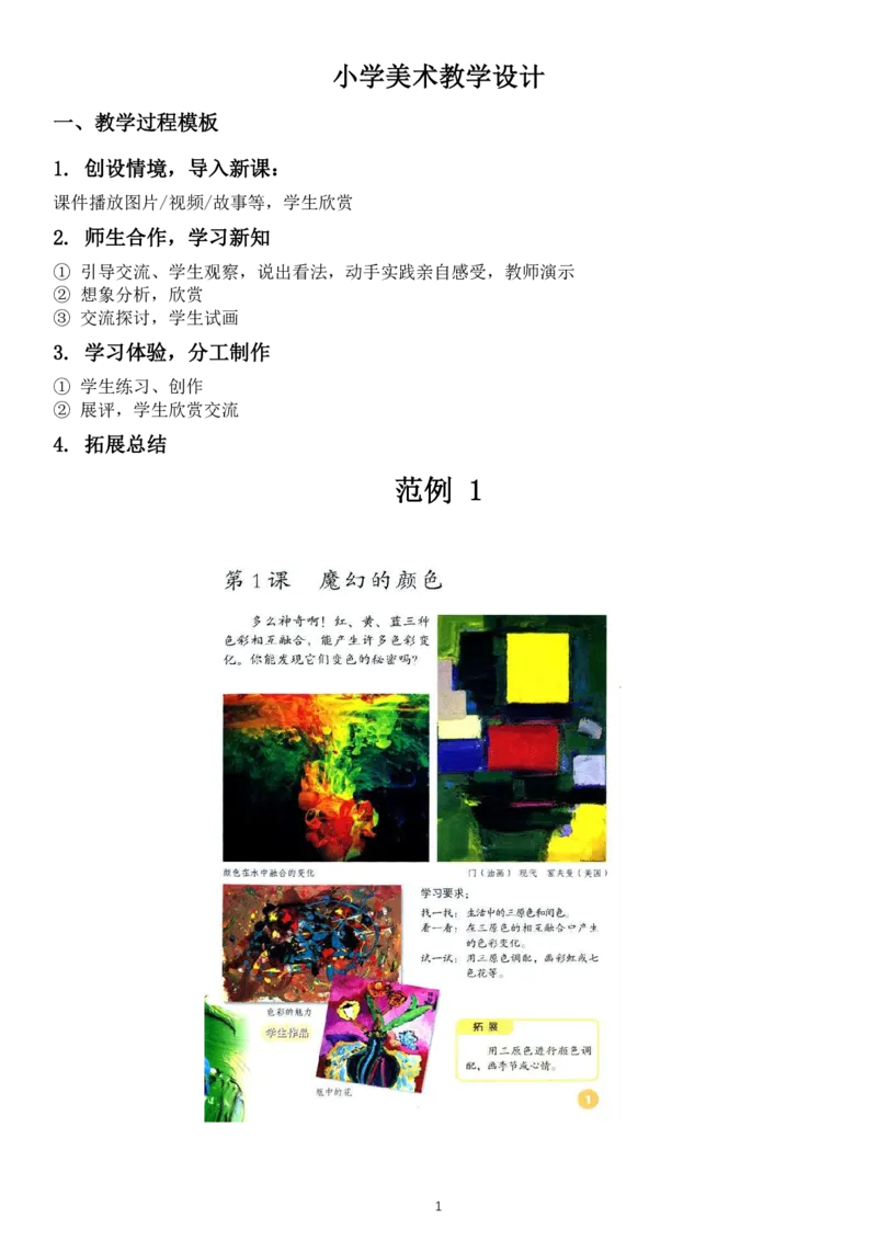 06小学美术教学设计与范例_教资_2026coco教资笔试资料_26上小学科二CocoPolarisの小学教育知识与能力学习笔记_05小学教学设计六选一，不需要全部看