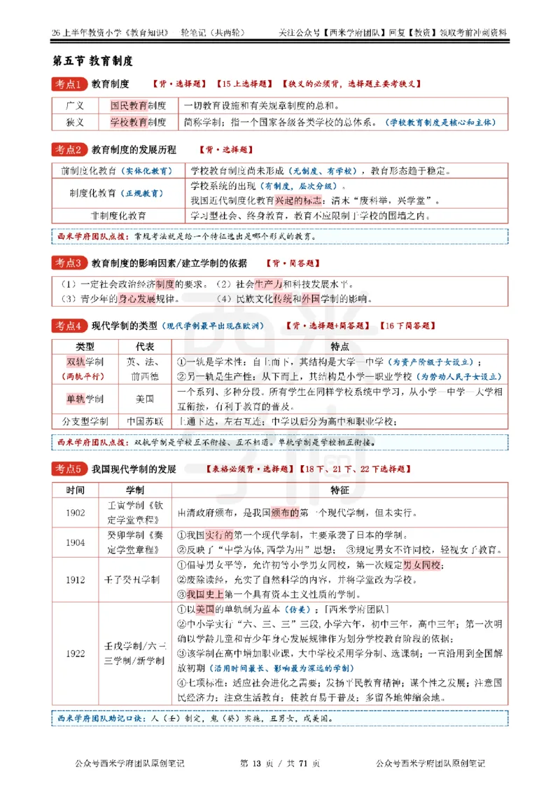 26上小学-教育知识与能力一轮笔记_教资_26上西米学府一轮重点笔记（小学科一）