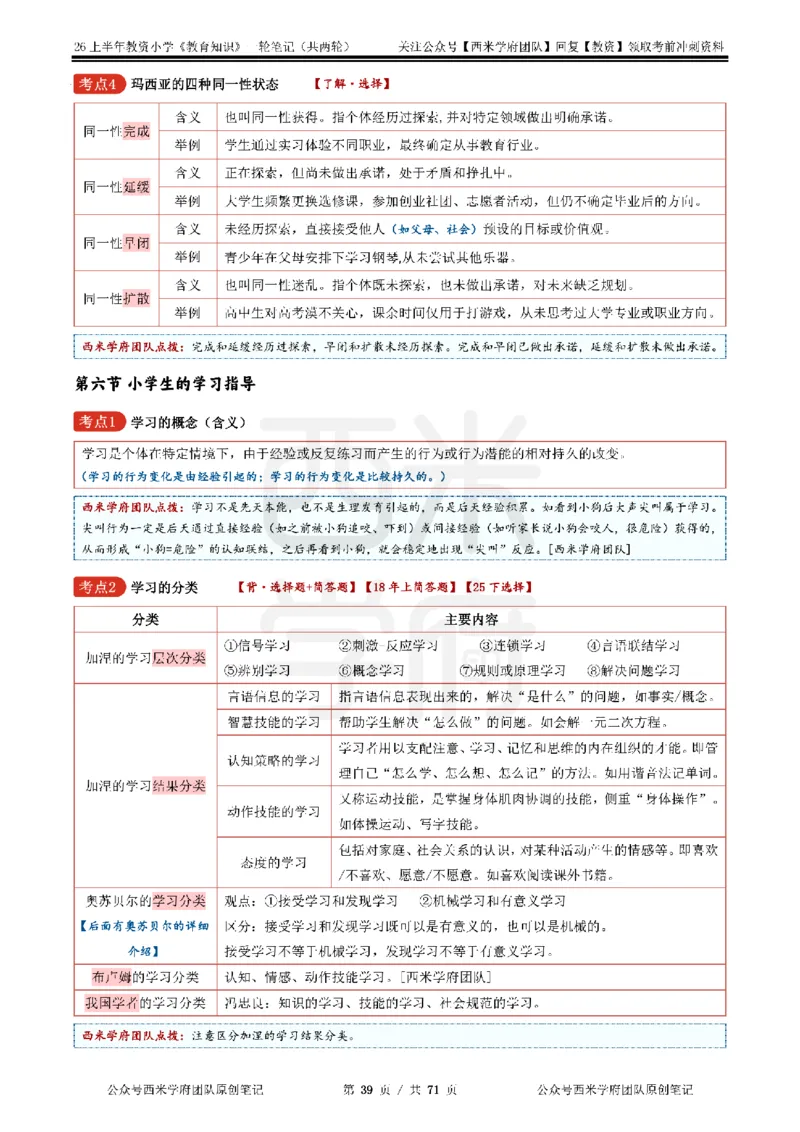 26上小学-教育知识与能力一轮笔记_教资_26上西米学府一轮重点笔记（小学科一）