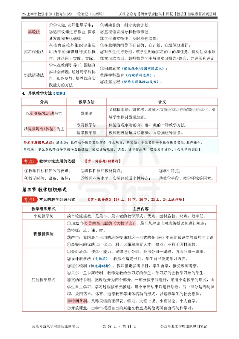 26上小学-教育知识与能力一轮笔记_教资_26上西米学府一轮重点笔记（小学科一）