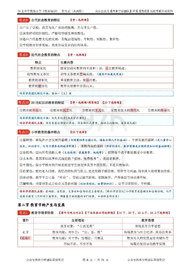 26上小学-教育知识与能力一轮笔记_教资_26上西米学府一轮重点笔记（小学科一）
