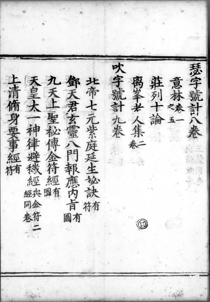 正统道藏.00.目录.明正统十年内府刊本.灰度胶片_绝版书_天涯系列_t涯_绝版古籍电子书合集（13大类）_道家_道藏（七套）