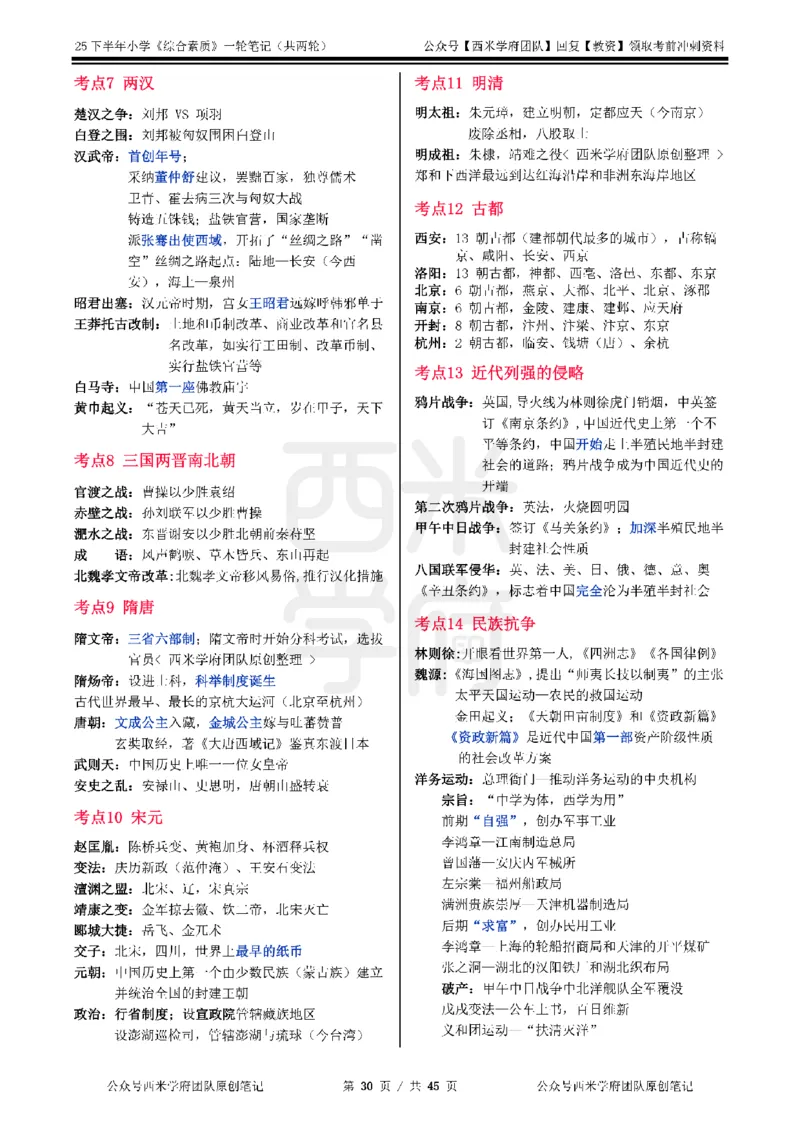 25下小学-综合素质一轮笔记_教资_26上西米学府一轮重点笔记（小学科一）_0125下重点笔记+习题