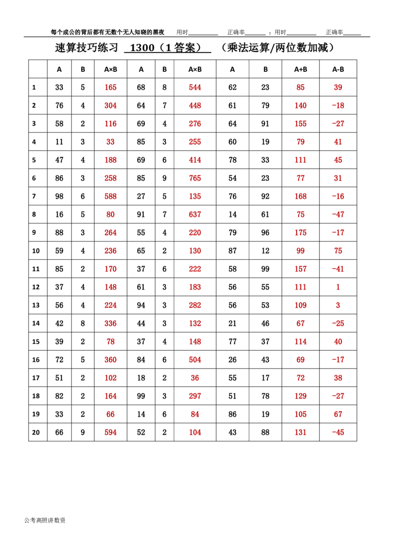 新速算1293-1302（答案版）_2026考公资料_超格合集_数资高照合集_速算高照抖音速算直播课_速算每日打卡题