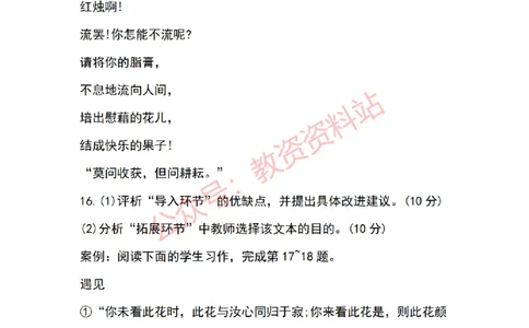 2019年下半年初中《语文》教师资格证笔试真题及答案解析_教资_33教资笔试历年真题汇总（科一+科二+科三）_科三真题_02初中科三各科电子资料包合集_语文（资料文档）