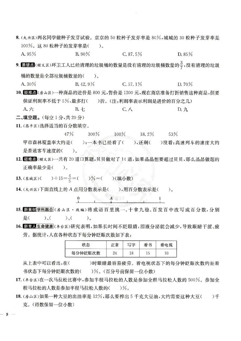 （A4打印）25秋六上北京版数学真题圈_25秋小学语数英习题试卷_数学_真题圈北京数学人教25年上册456_六上