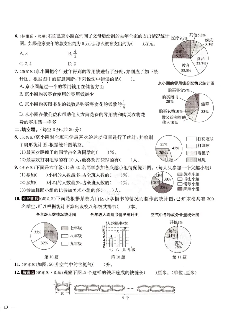 （A4打印）25秋六上北京版数学真题圈_25秋小学语数英习题试卷_数学_真题圈北京数学人教25年上册456_六上