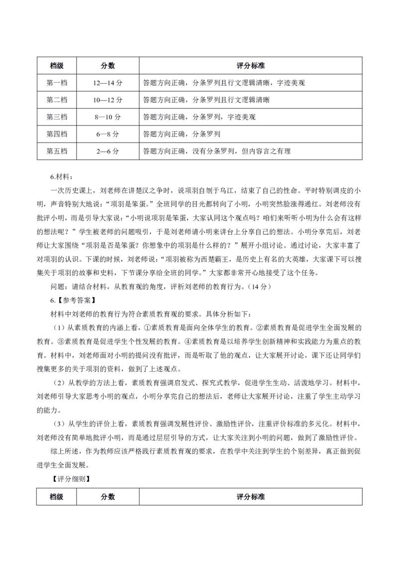 中学主观题答题模板_教资_2026上半年中学教资笔试（更新中）_0826上中学教资笔试各题型答题模板