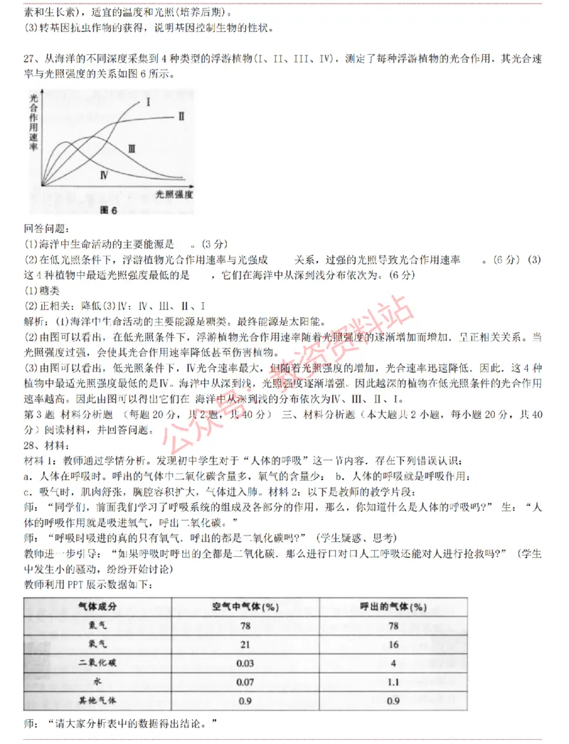 2015上-2019上初中生物学科知识历年真题及解析_教资_33教资笔试历年真题汇总（科一+科二+科三）_科三真题_02初中科三各科电子资料包合集_生物（资料文档）_初中生物