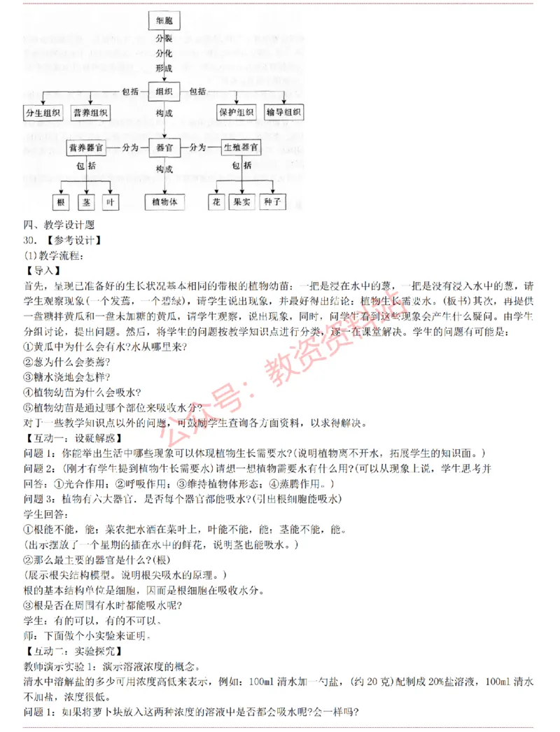 2015上-2019上初中生物学科知识历年真题及解析_教资_33教资笔试历年真题汇总（科一+科二+科三）_科三真题_02初中科三各科电子资料包合集_生物（资料文档）_初中生物