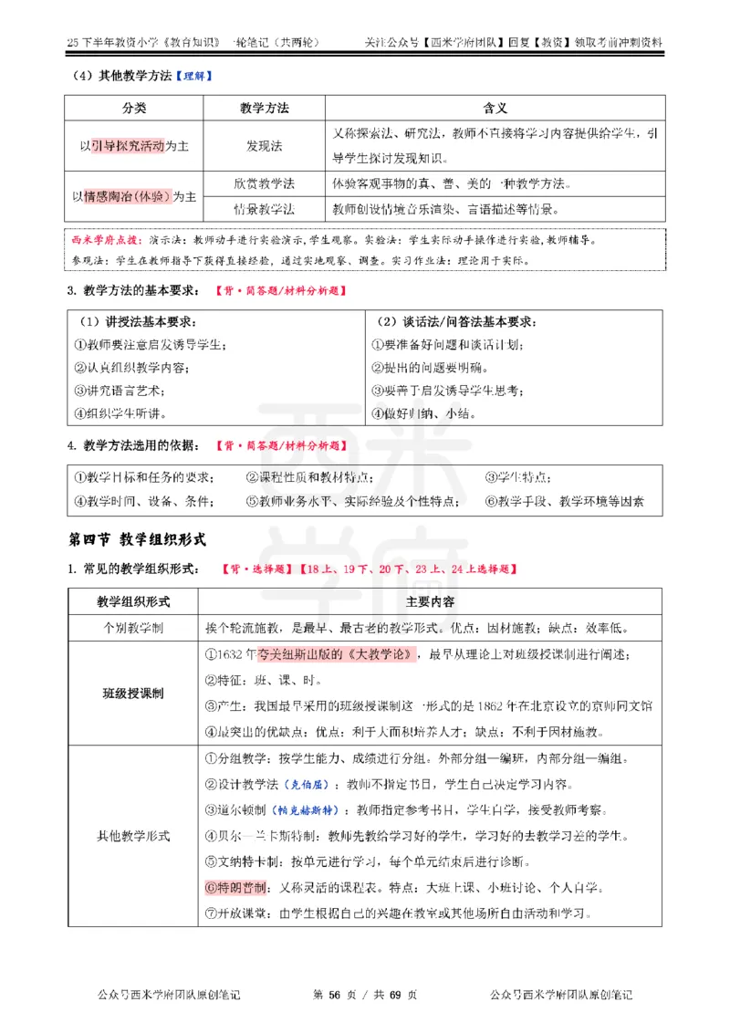 25下小学-教育知识与能力一轮笔记_教资_26上西米学府一轮重点笔记（小学科一）_0125下重点笔记+习题