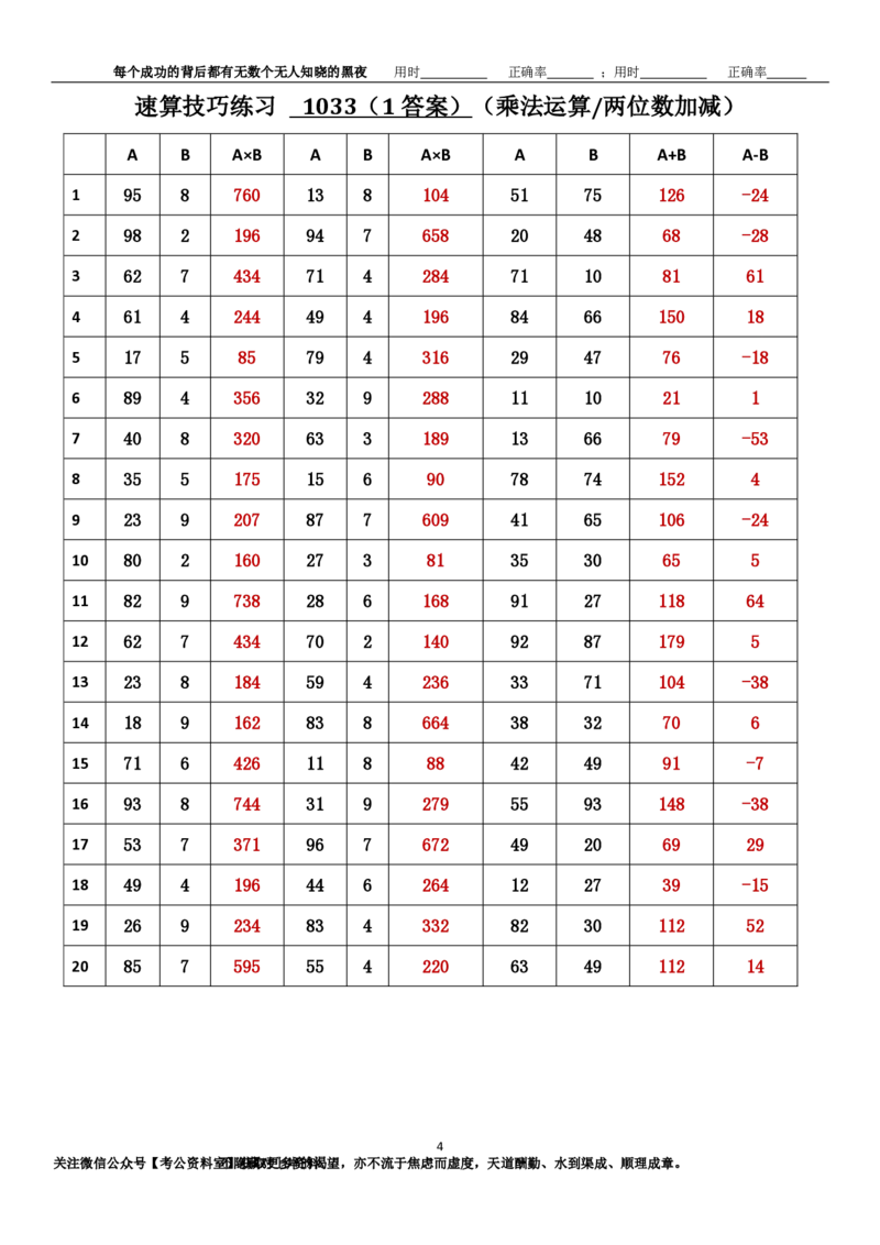 新速算1033-1042（答案版）_2026考公资料_（06）高照_速算高照抖音速算直播课_速算每日打卡题