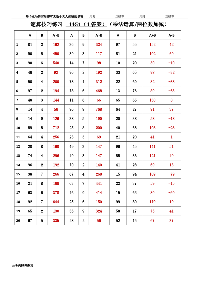 新速算1443-1452（答案版）_2026考公资料_超格合集_数资高照合集_速算高照抖音速算直播课_速算每日打卡题