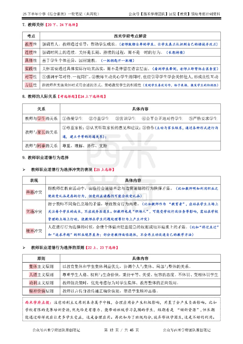 25下中学-综合素质一轮笔记_教资_26上西米学府一轮重点笔记（中学科一）_25下版重点笔记+习题