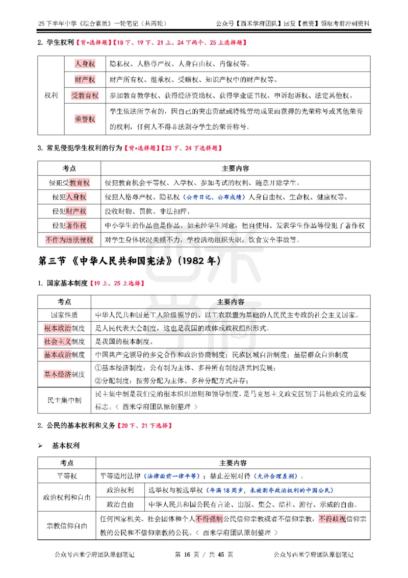 25下中学-综合素质一轮笔记_教资_26上西米学府一轮重点笔记（中学科一）_25下版重点笔记+习题