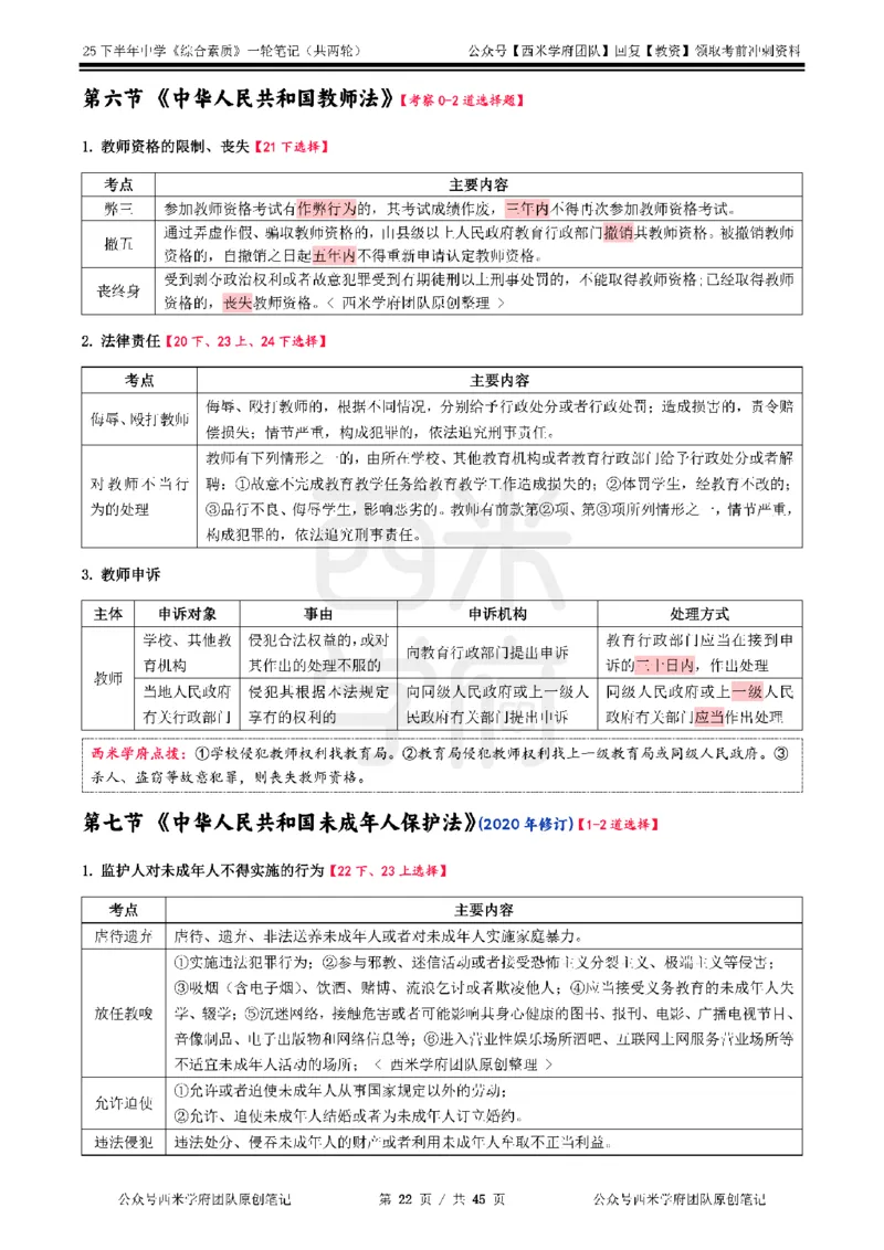 25下中学-综合素质一轮笔记_教资_26上西米学府一轮重点笔记（中学科一）_25下版重点笔记+习题