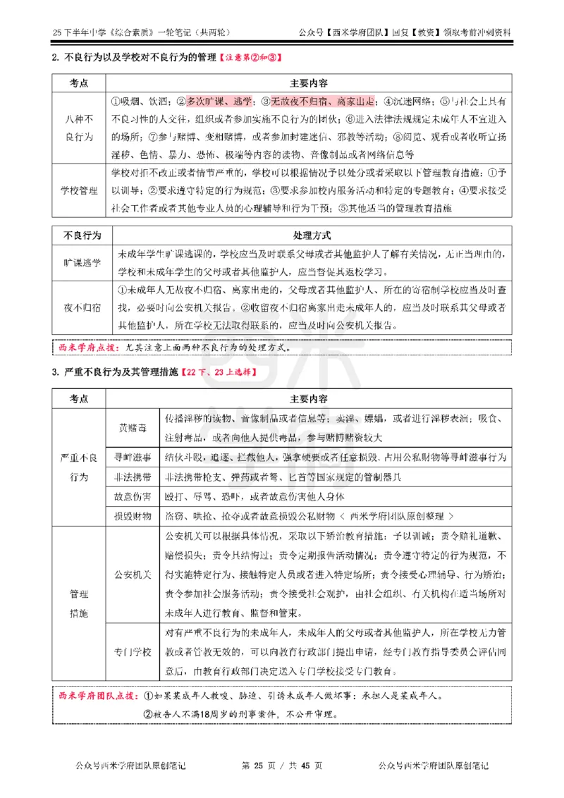 25下中学-综合素质一轮笔记_教资_26上西米学府一轮重点笔记（中学科一）_25下版重点笔记+习题