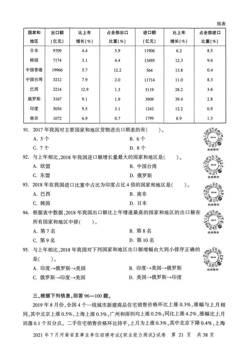 2021年7月河南省直事业单位招聘考试《职业能力测试》试卷_2026考公资料_（20）李梦娇_12024李梦娇常识公基精讲班_讲义_河南真题和冲刺密卷_职测