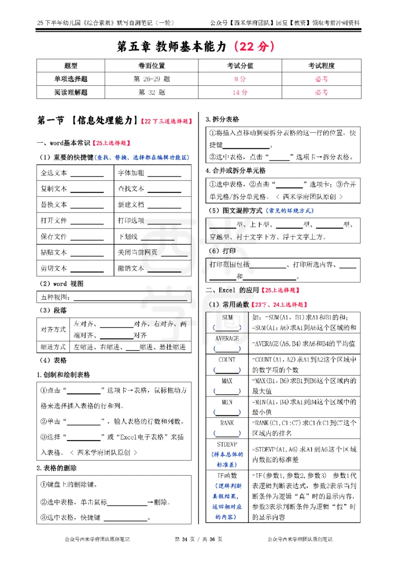 25下幼儿-综合素质-一轮默写自测笔记_教资_25下资料合集二_2025下一轮默写本_幼儿：一轮笔记重点笔记默写本