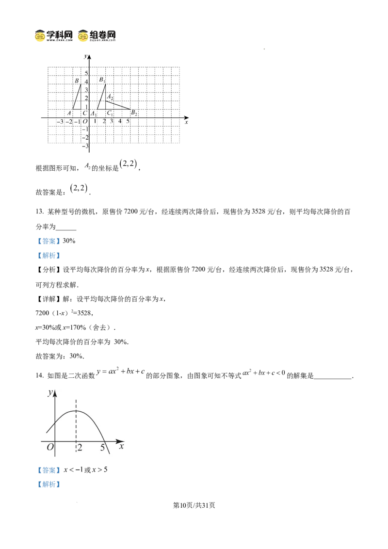 精品解析：广东省广州市越秀区华侨外国语学校2024-2025学年九年级上学期数学期中考试真题（解析版）_广州九上月考+期中+期末+一模二模+中考真题