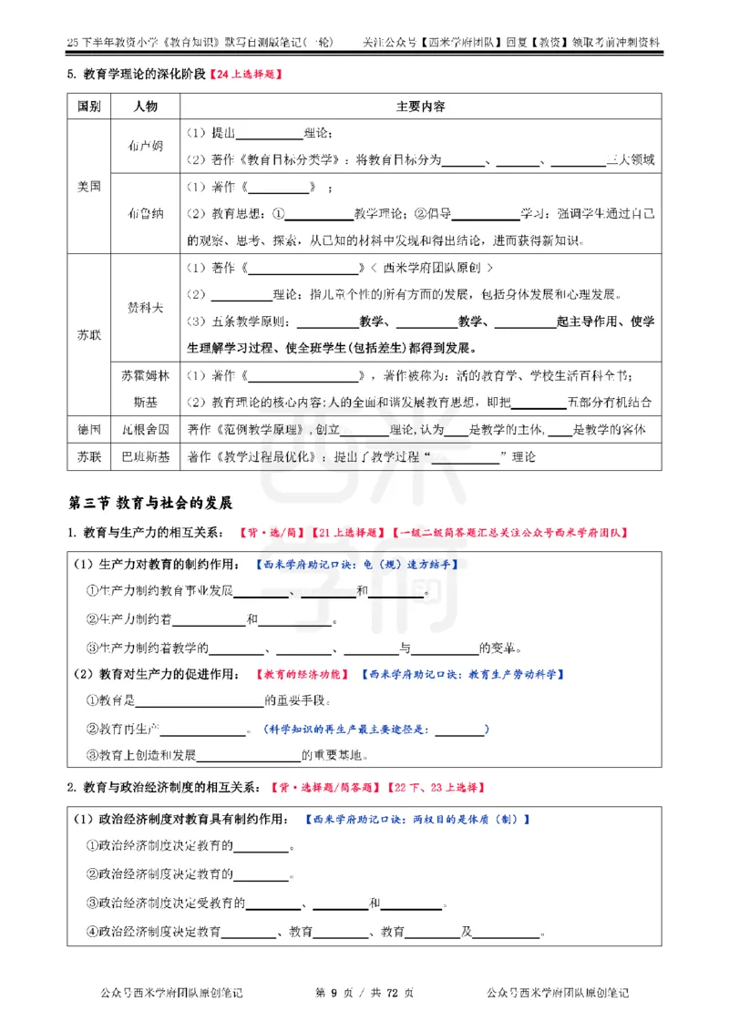 25下小学-教育知识-一轮默写自测笔记_教资_25下资料合集二_2025下一轮默写本_小学：一轮笔记重点笔记默写本