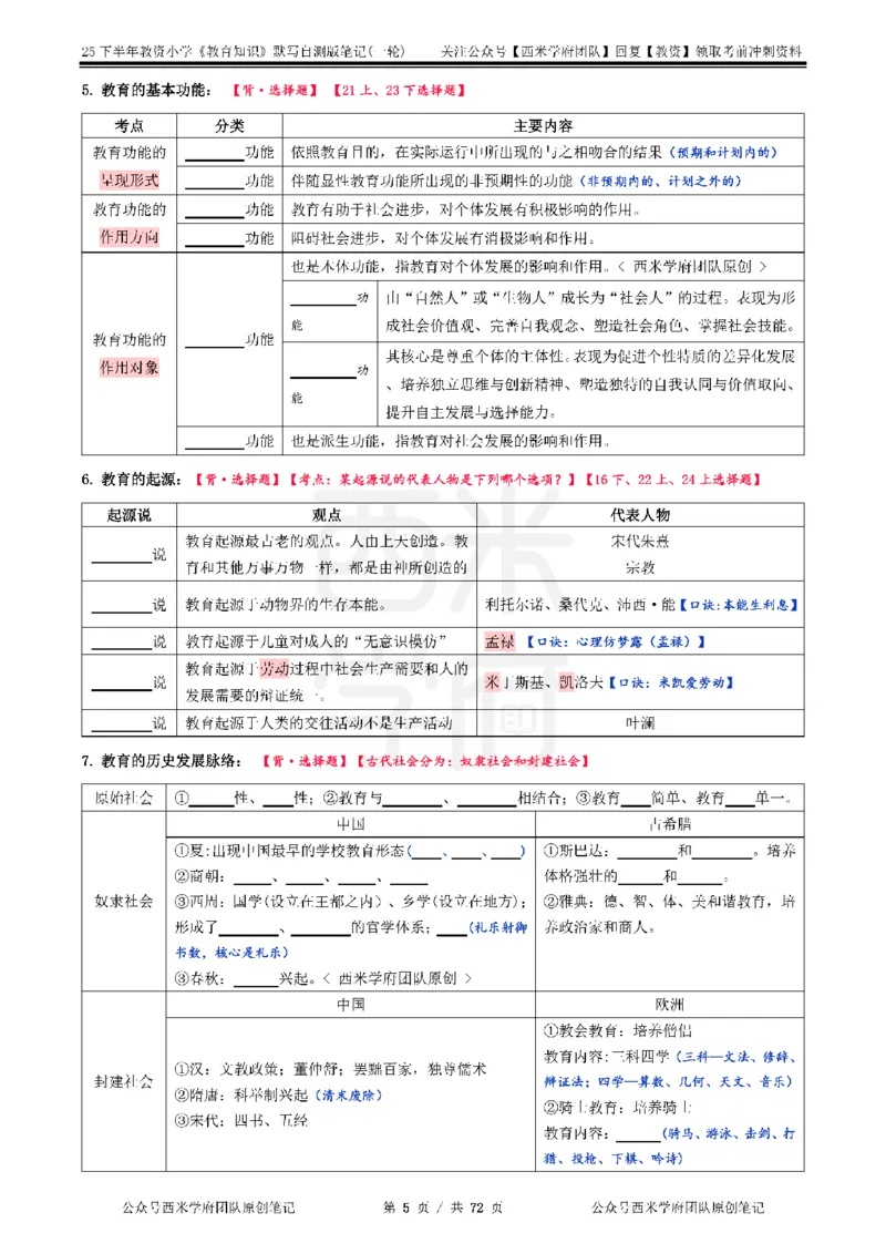 25下小学-教育知识-一轮默写自测笔记_教资_25下资料合集二_2025下一轮默写本_小学：一轮笔记重点笔记默写本