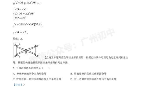 荔湾区真光中学2024-2025学年八年级九月月考数学试题（答案解析）_广州九上月考+期中+期末+一模二模+中考真题_九上月考_初三上十月考