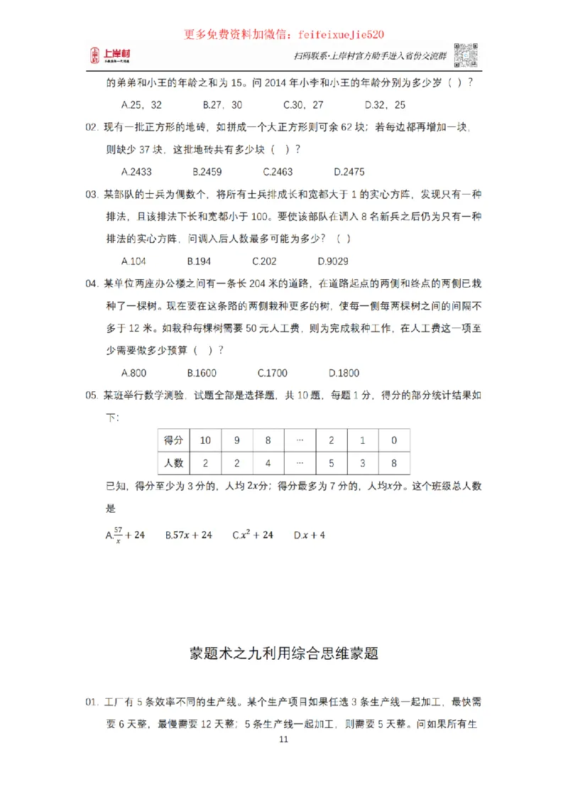 数量关系十大蒙题术讲义_2026考公资料_（28）上岸村合集（司马、章晓铭、王永恒、天晓、忠政、丁旭等）_2025合集_3王永恒合集_2023王永恒数量关系蒙题术