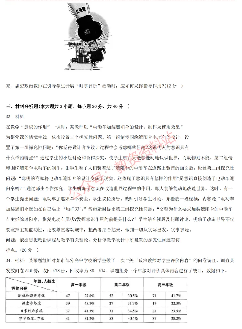 2015上-2019上高中思想政治学科知识历年真题及解析_教资_33教资笔试历年真题汇总（科一+科二+科三）_科三真题_02高中科三各科电子资料包合集_政治（资料文档）_高中政治