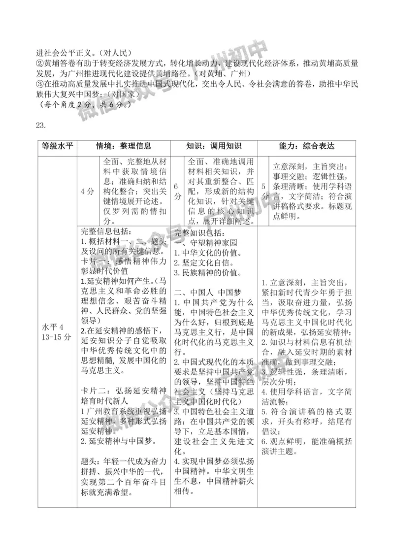 黄埔区2023-2024学年九上期末道德与法治A卷参考答案_广州九上月考+期中+期末+一模二模+中考真题_2023-2024广州各区九上期末统考真题带答案_黄埔区