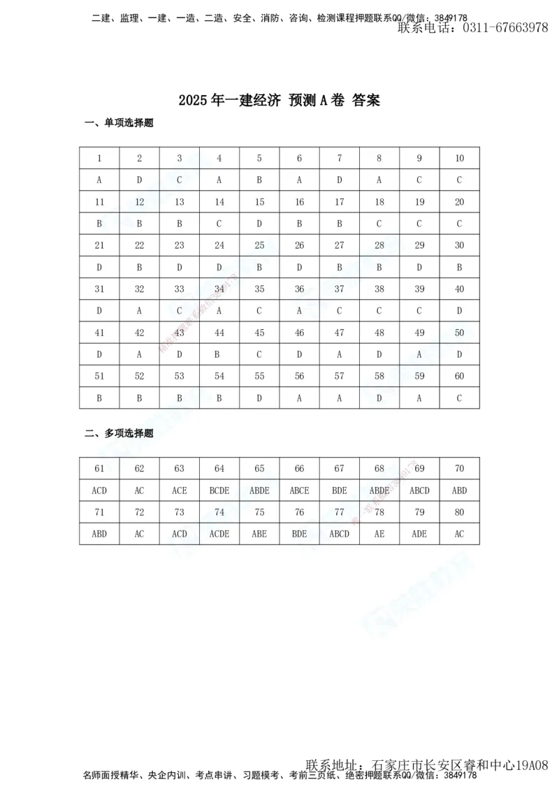 2025年一建工程经济A卷题目、答案_2026年一级建造师_2026年一建经济_2025年一建经济SVIP_05-考前密训✿央企特训✿机构普押_12-经济《预测AB卷》李初夏RS_讲义