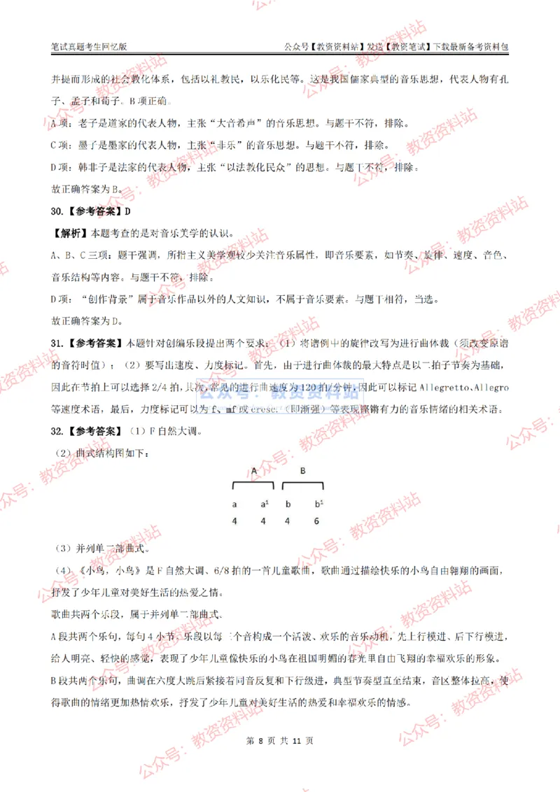 2024上半年初中《音乐》答案及解析_教资_33教资笔试历年真题汇总（科一+科二+科三）_科三真题_02初中科三各科电子资料包合集_音乐（空）