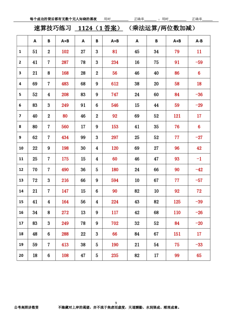 新速算1123-1132（答案版）_2026考公资料_超格合集_数资高照合集_速算高照抖音速算直播课_速算每日打卡题