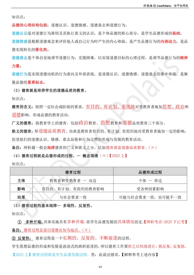 03中学科二辨析题知识点整理2026上_教资_2026上半年中学教资笔试（更新中）_0926上coco教资笔记（中小学）_26年上coco中学教资_26上中学科二CocoPolarisの中学教育知识与能力笔记