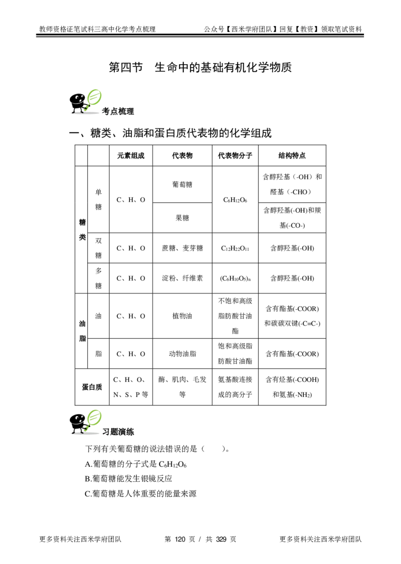 高中化学-考点梳理1_教资_25下资料合集二_25下最新科三知识点汇编+思维导图-高中_12.化学_04.考点梳理