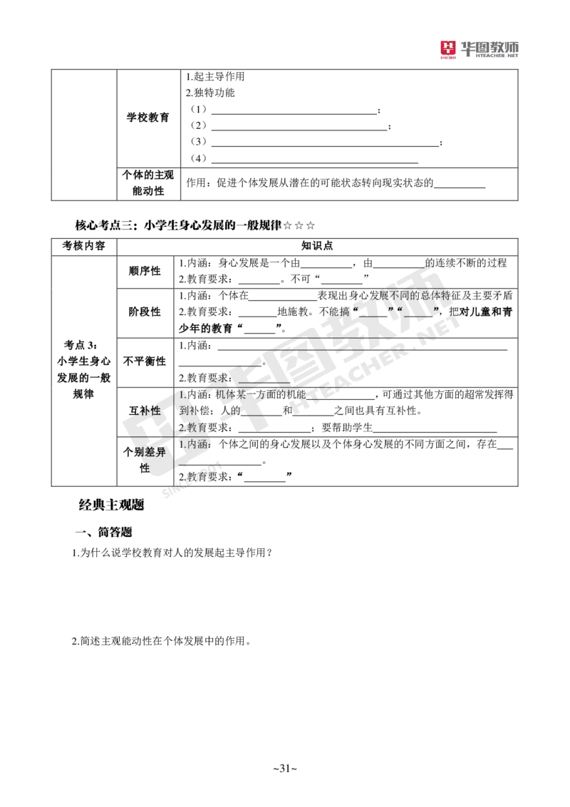 小学教育教学知识与能力_教资_教资笔试默写重点笔记
