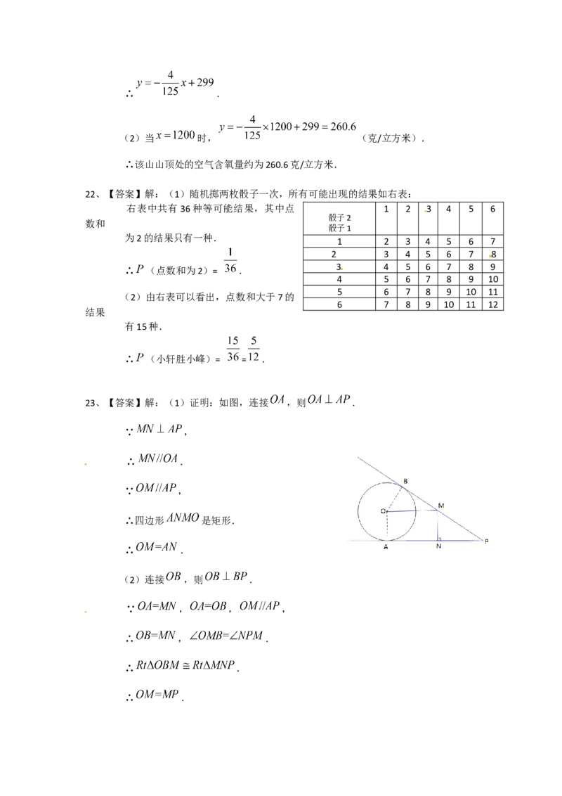 2012年陕西省中考数学试题及答案_中考真题_2.数学中考真题2015-2024年_地区卷_陕西数学08-22（陕西省统一试卷）