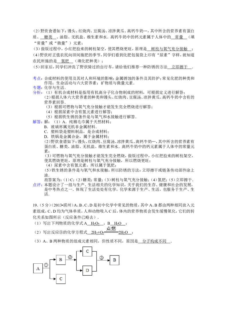 2013年滨州中考化学试题及答案(解析版)_中考真题_5.化学中考真题2015-2024年_地区卷_山东省_山东滨州化学09-22