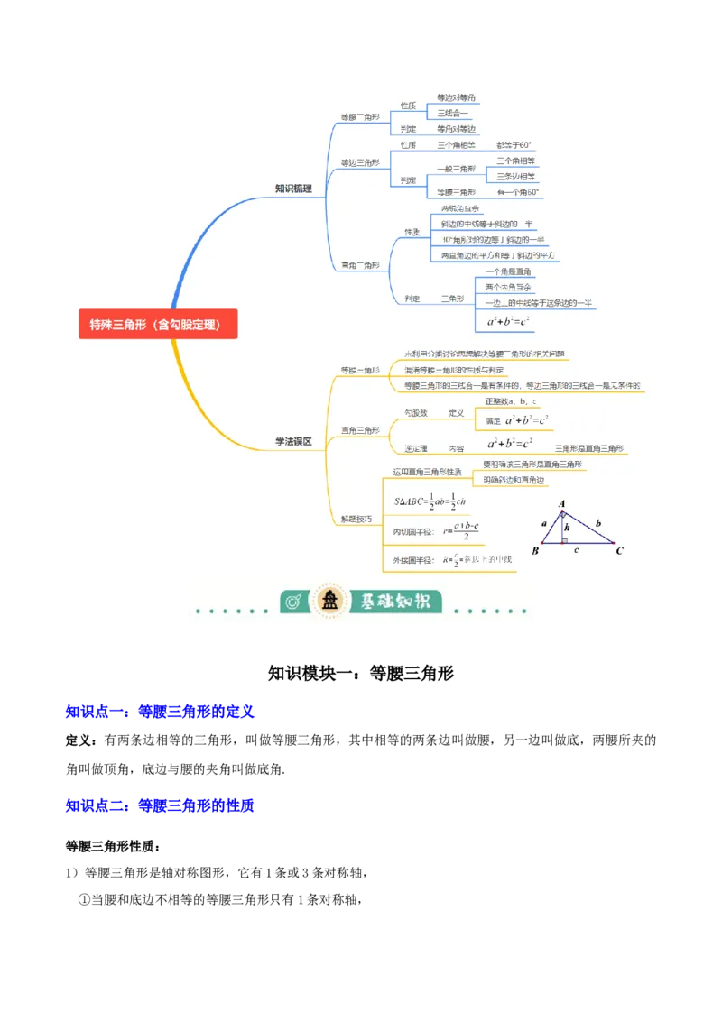 专题09特殊三角形（含勾股定理）（4大模块知识梳理+11个考点+5个重难点+3个易错点）（解析版）_2数学总复习_2025中考复习资料_2025年中考数学一轮知识梳理