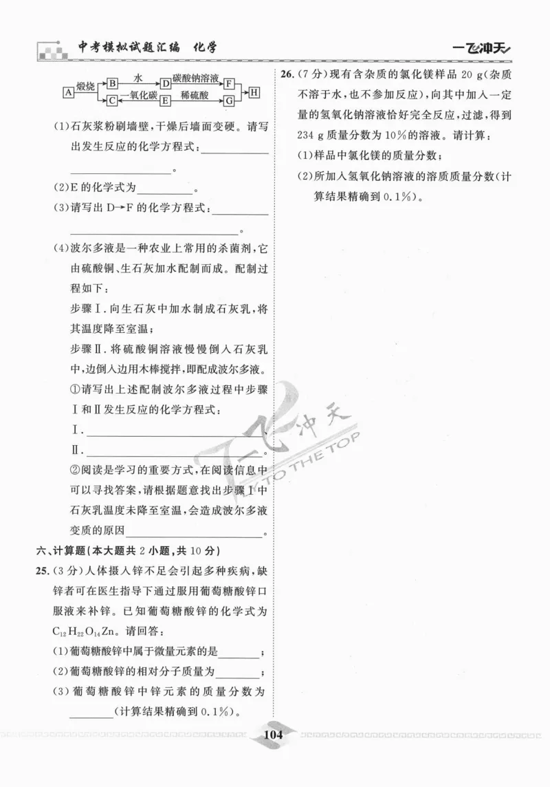 一飞冲天-中考模拟试题汇编-化学_《一飞冲天-中考专项》2026版_一飞冲天-中考模拟试题汇编（2024版）