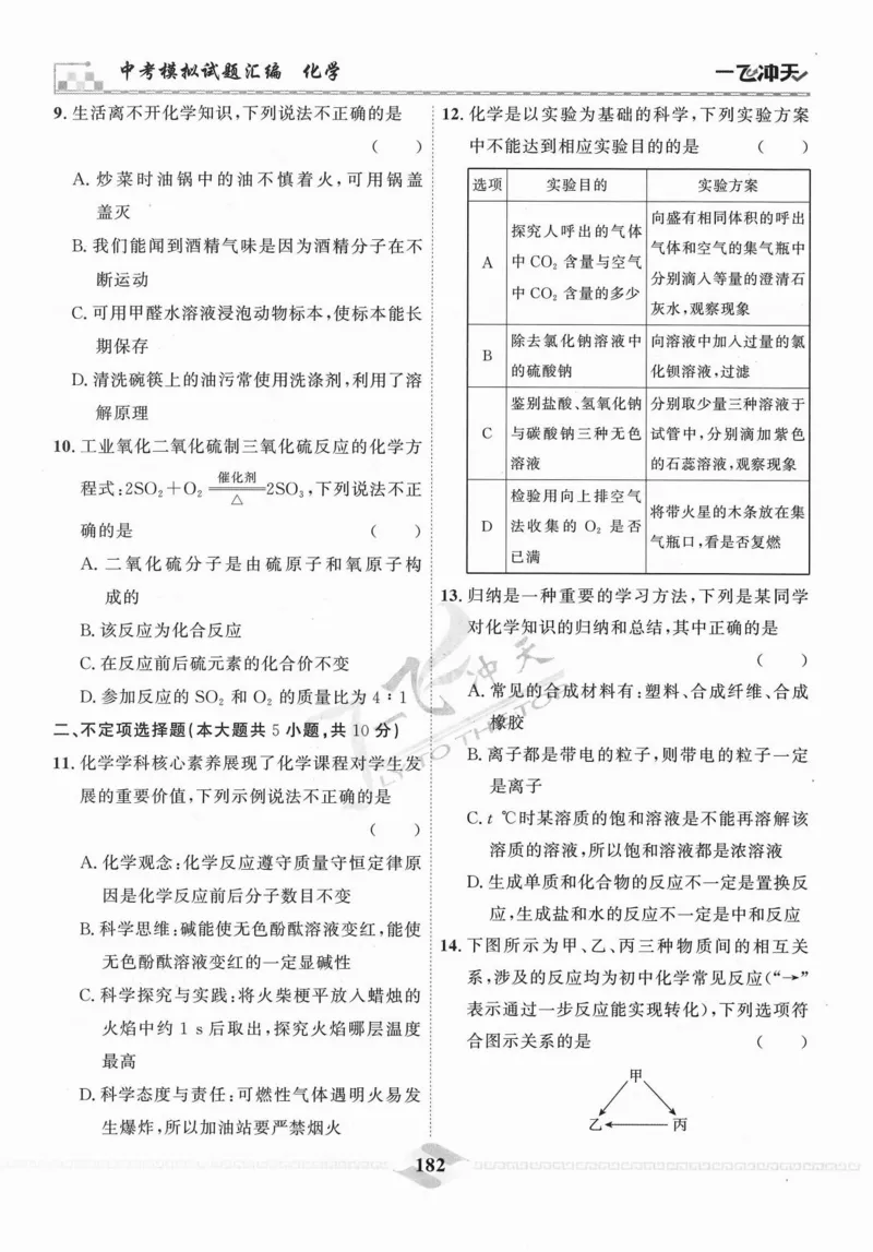 一飞冲天-中考模拟试题汇编-化学_《一飞冲天-中考专项》2026版_一飞冲天-中考模拟试题汇编（2024版）