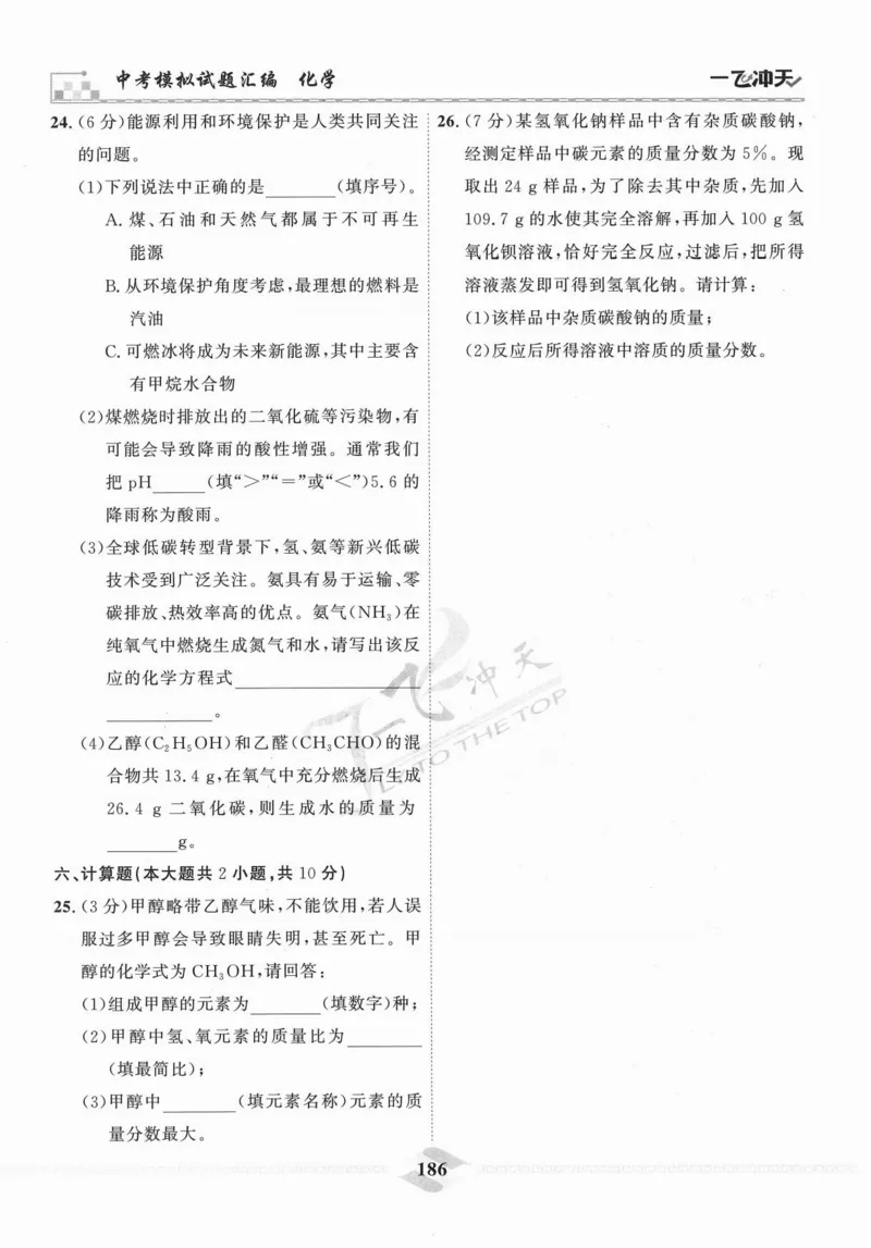 一飞冲天-中考模拟试题汇编-化学_《一飞冲天-中考专项》2026版_一飞冲天-中考模拟试题汇编（2024版）
