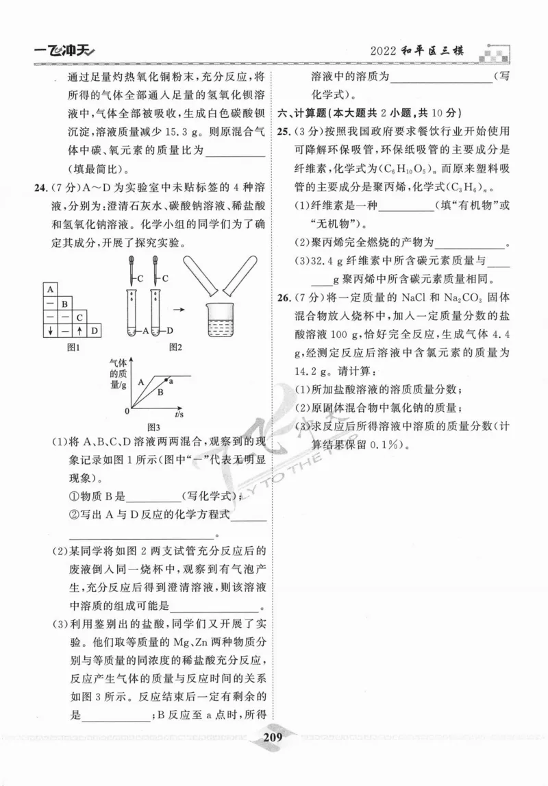一飞冲天-中考模拟试题汇编-化学_《一飞冲天-中考专项》2026版_一飞冲天-中考模拟试题汇编（2024版）