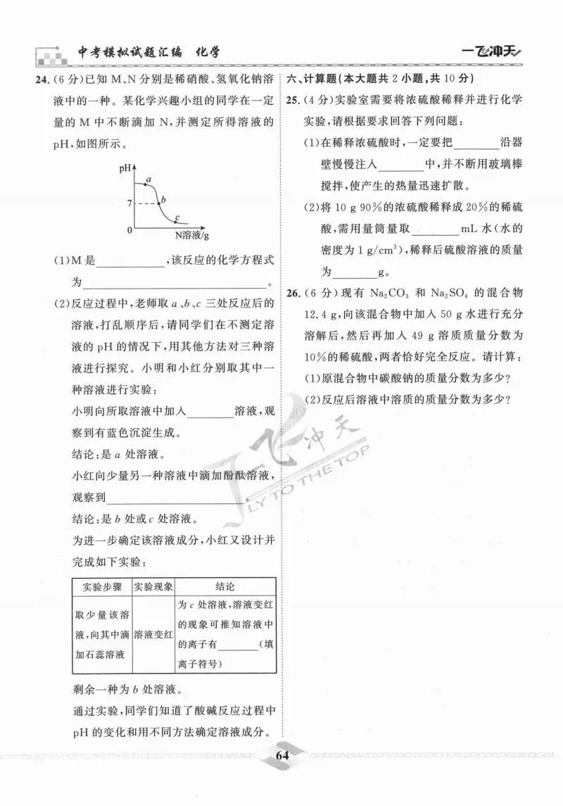 一飞冲天-中考模拟试题汇编-化学_《一飞冲天-中考专项》2026版_一飞冲天-中考模拟试题汇编（2024版）