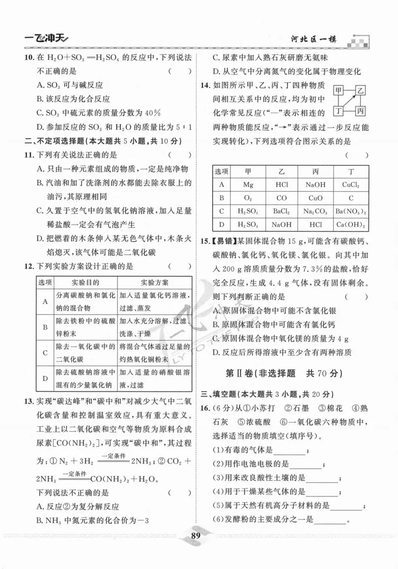 一飞冲天-中考模拟试题汇编-化学_《一飞冲天-中考专项》2026版_一飞冲天-中考模拟试题汇编（2024版）
