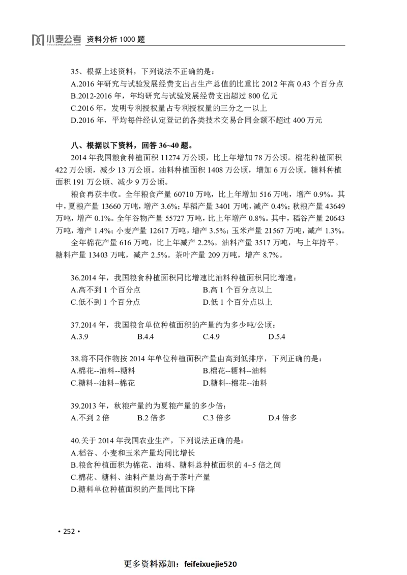 2020小麦资料分析1000题-题本_26吉林考备考资料包_11省考刷题包_09行测6000题