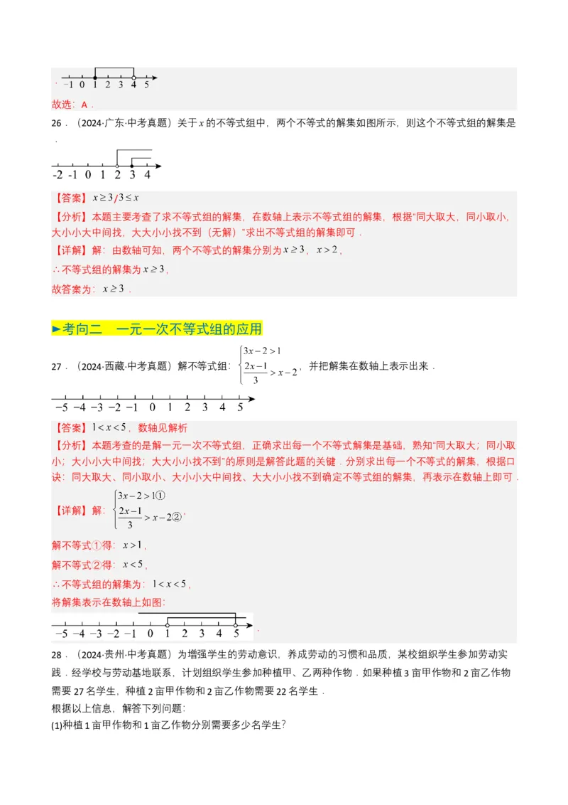 专题08不等式及不等式组（解析版）_2数学总复习_2025中考复习资料_备战2025年中考数学真题题源解密（全国通用）
