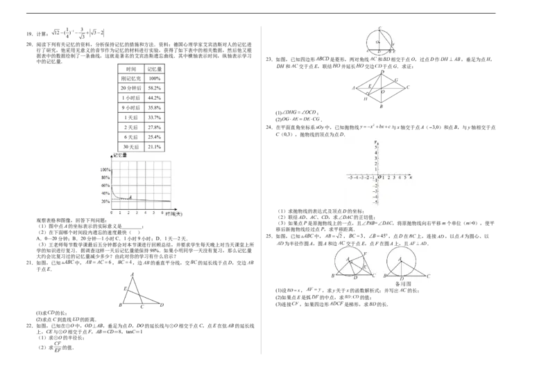 数学（上海卷）（考试版A3）_2数学总复习_赠送：2024中考模拟题数学_三模（42套）_数学（上海卷）